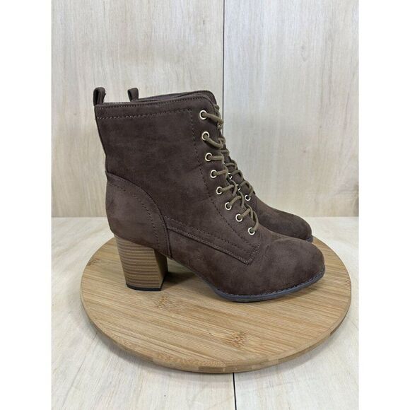 Journee Collection Baylor High Ankle Leather Block Heel Boots Womens Size 8.5 - Picture 3 of 7